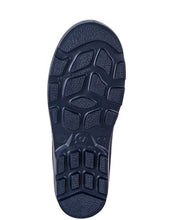 Load image into Gallery viewer, The sole of the Ladies Navy Montana Welly Boot. Comfortable, lightweight and durable. Available to buy from Bright Light Boots