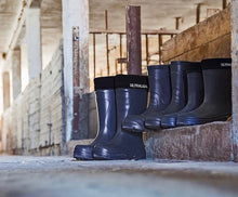 Load image into Gallery viewer, Collection of Ladies Navy Montana Welly Boot. Strong lightweight and durable. Available to buy from Bright Light Boots