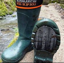 Load image into Gallery viewer, Pair of Mens Universal Pro Welly Boot in Green. Comfortable, lightweight and durable. Available to buy from Bright Light Boots