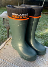Load image into Gallery viewer, Pair of the Mens Universal Pro Welly Boot in Green. Comfortable, lightweight and durable. Available to buy from Bright Light Boots
