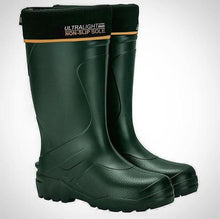 Load image into Gallery viewer, Pair of the Mens Universal Pro Welly Boot in Green. Comfortable, lightweight and durable. Available to buy from Bright Light Boots
