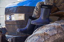 Load image into Gallery viewer, Pair of Ladies Navy Montana Welly Boot. Strong lightweight and durable. Available to buy from Bright Light Boots
